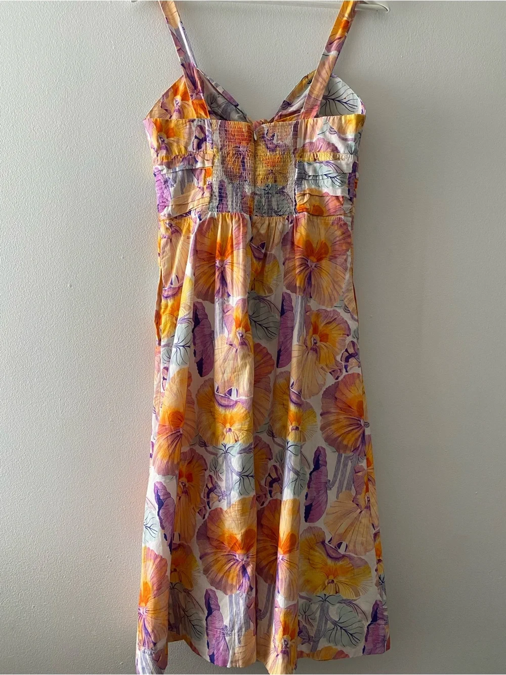 Anthropology Cecilia Pettersson Floral Tie-Front Sundress in Yellow & Purple - Picture 4 of 12